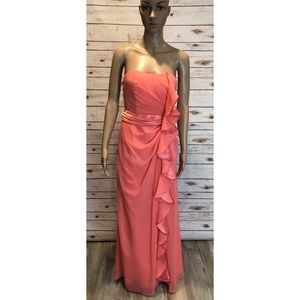 David’s Bridal Bridesmaid Dress Prom Long Ruffle